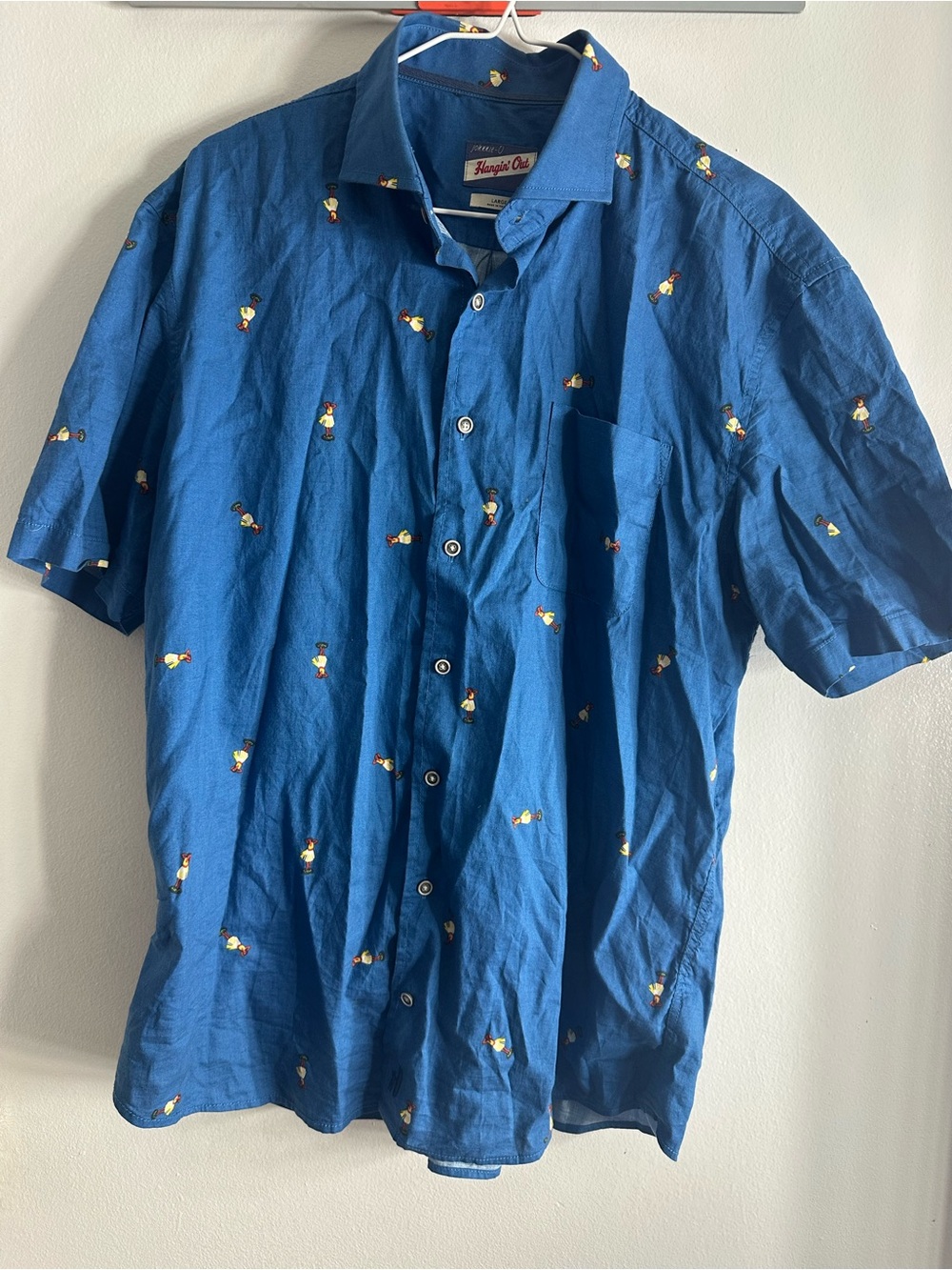 johnnie-O Blue Short-Sleeve Button-Down Shirt - Lg
